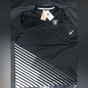 Oakland Raiders Dri Fit Nike Black and White Men's Polo Shirt